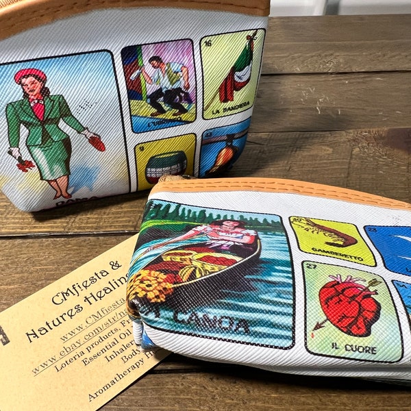 2PC Loteria Coin Wallet, Loteria Party Favors Bags, Bingo Loteria Coin Purse with Zipper, Unique Gifts, Folk Art, Mexican Loteria Colors