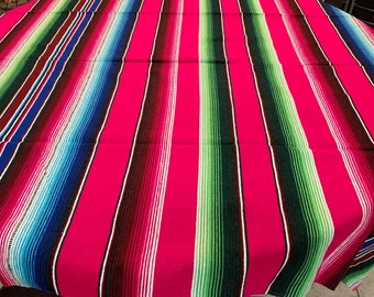 Large Mexican Serape tablecloth, hand woven, ethnic, native, artisan, throw, Sarape blanket, Backdrop, multi color, fiesta Sarape Serape XL