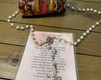 Our Lady of Guadalupe Rosary and Coin Purse with Prayer Card, Virgen De Guadalupe, Catholic Rosary, Rosary, Rosaries, First Communion Gift