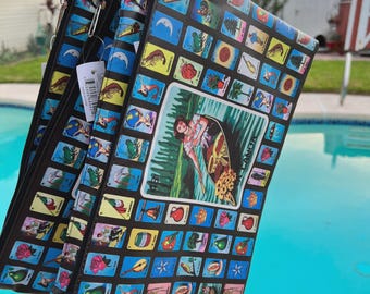 1PC Bolsa Para Cosmeticos, Guarda tu Lotería Set, Para biajar. Bolsas Mexicanas con varios disellos.