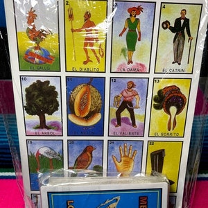 Mexican Loteria, Mexican Bingo Classic Loteria Game, 10  Boards + 1 Deck 54 Cards - Mexican Lottery Board Game, La Loteria, Mexican Bingo