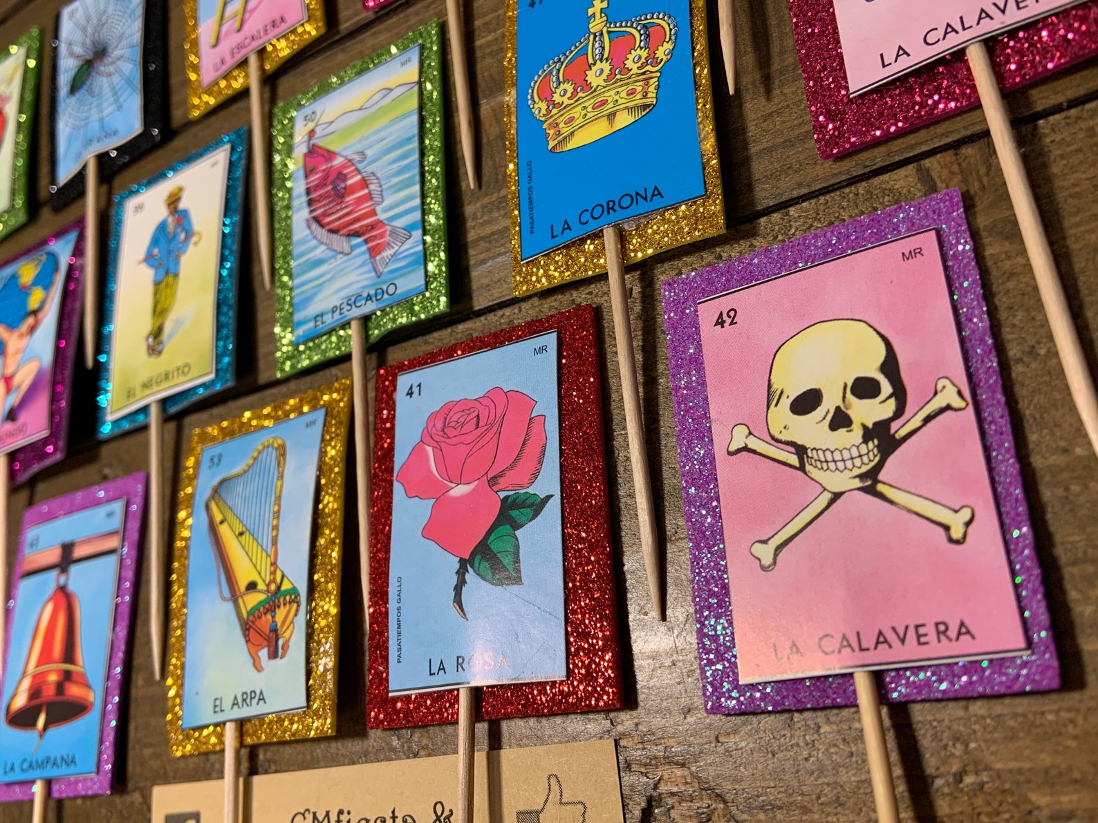 Set of 12 24 36 Lotería Bingo Cupcake Toppers Fiesta Cupcake Etsy