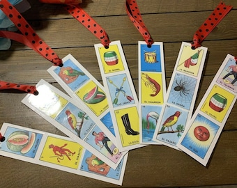 Loteria Bingo Bookmark - Laminated Bookmark- Mexican Loteria Chalupa Bookmark Laminated, Fiesta Bookmark, Handmade Bookmark FREE SHIPPING!!!