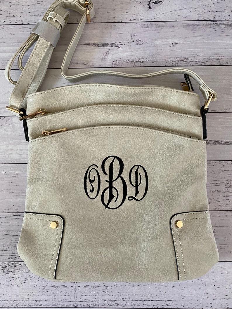 Personalized Triple Zip Pocket Large Crossbody Bag Etsy