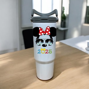 Personalized 30 Oz Tumblers/Tumbler with Portable Handle/Stainless Steel Cup with Straw Leakproof Flip with DisneyTrip /Mickey/Minnie Design
