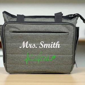 Personalized Teacher Tote Bag/Work Bag with Multiple Pocket and Padded Compartment for up to 15.6” Laptop