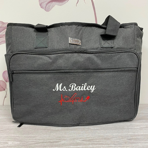 Personalized Teacher Tote Bag/Work Bag with Multiple Pocket and Padded Compartment for up to 15.6” Laptop