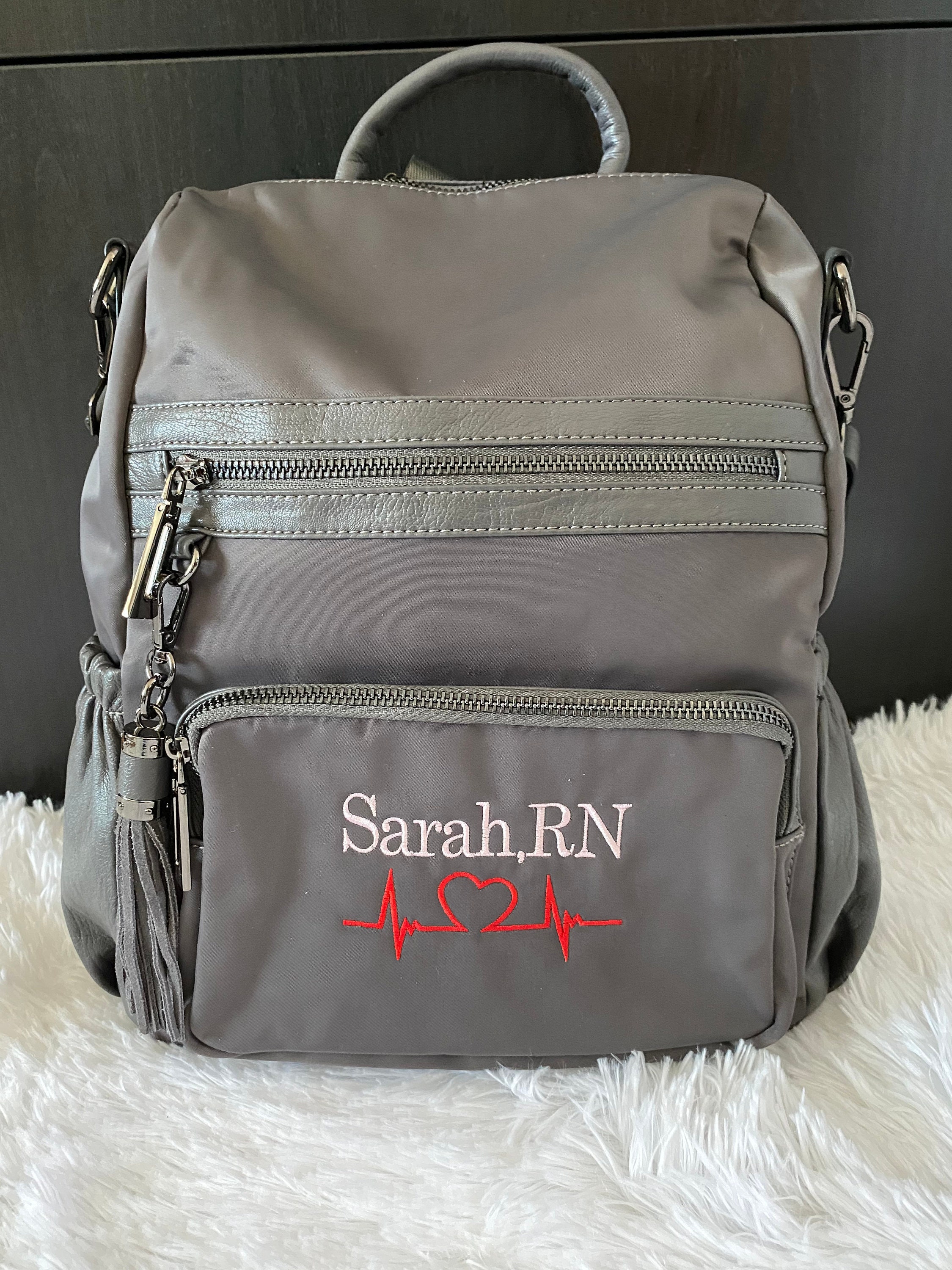 Personalized Women Backpack for Nurse PU Washed Leather and Etsy