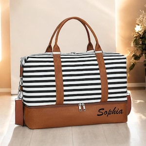 Personalized Weekend bag for Women Overnight Bag/Large Travel Bag Carry on Weekend/Duffle Bag with Shoe Compartment Fit
