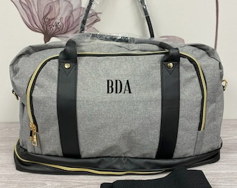 Personalized Weekender Bags for Women Ladies/Overnight Bag Carry on/Duffle Bag for Travel with Shoe Compartment