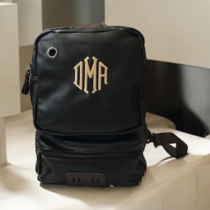 Personalized Sling Bag PU Leather Shoulder Backpack for Men/Large Cross Body Bag with USB Charging Port