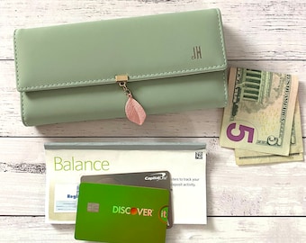 Personalized Slim Wallet for Women/PU Leather Card/Phone/Checkbook Holder