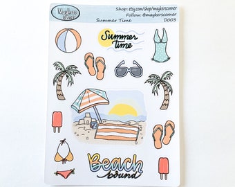 Summer Time Deco Stickers, Beach Deco, Summer Deco, Beach Stickers, Planner Stickers, Journal Stickers, Summer Stickers, Summer Fun Stickers