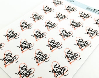 Date night planner stickers, date night stickers, date night, planner, stickers, heart sticker, love sticker, valentine stickers, planners
