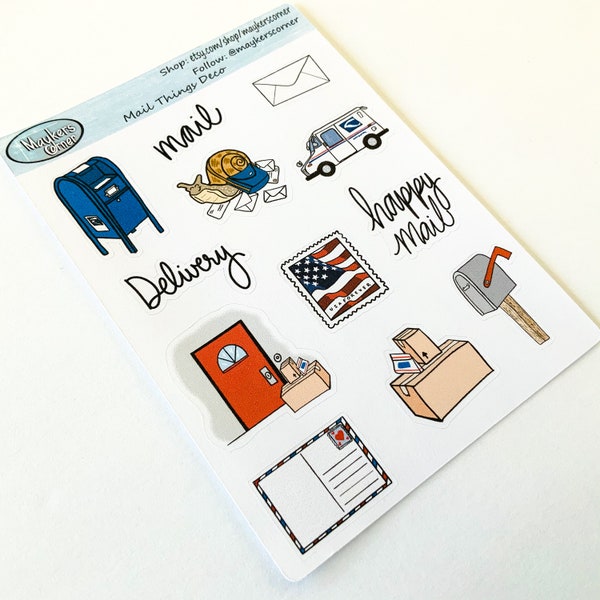 Mail Things Deco Stickers, Mail Deco Stickers, Postal Stickers, Post Office Deco Stickers, Mail Stickers for Planners, Planner Stickers,