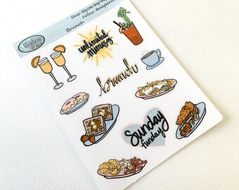 Brunch Deco Stickers, Brunch Stickers, Sunday Funday Stickers, Mimosas Sticker, Donut Sticker, Bloody Mary Sticker, Brunch, Food sticker
