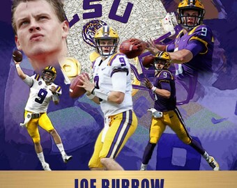 Framed LSU Tigers Joe Burrow Throwing Deep Autograph Replica Print