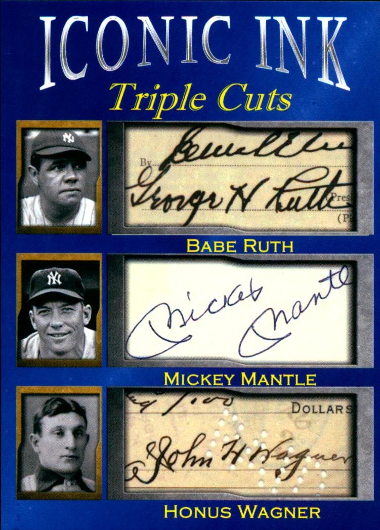 Babe Ruth Mickey Mantle Honus Wagner Iconic Ink Triple Cuts facsimile auto ...