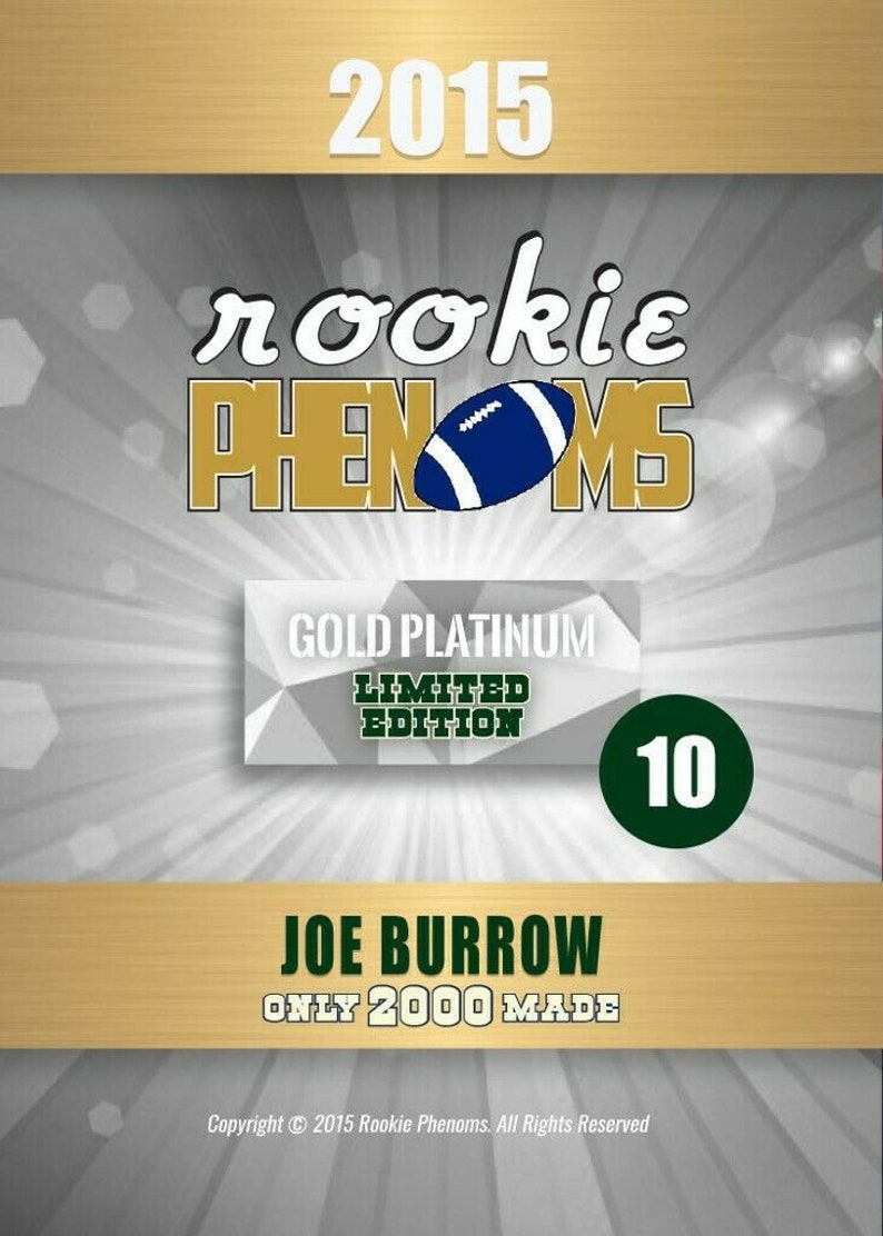 Joe Burrow 2015 Rookie Phenoms High School Rookie Card 1/2000 Etsy