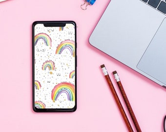 Body Positive Rainbow Phone Wallpaper- Phone Lock Screen - Smartphone - Phone Background - Illustration- INSTANT DIGITAL DOWNLOAD