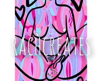 Viva la Vulva artwork, self love, feminist wall art, home decor