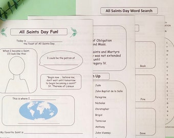 All Saints Day Fun Worksheet Pack