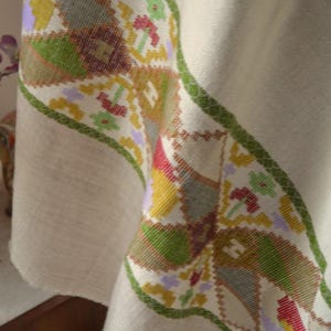 Beige Large Woolen Kullu Shawl, Woven Tribal Scarf, Locally sourced 100% Natural Sheep Wool Cover Up, Hand Loomed Wrap, Ethnic Gift 40x80in