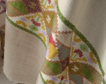 Beige Large Woolen Kullu Shawl, Woven Tribal Scarf, Locally sourced 100% Natural Sheep Wool Cover Up, Hand Loomed Wrap, Ethnic Gift 40x80in