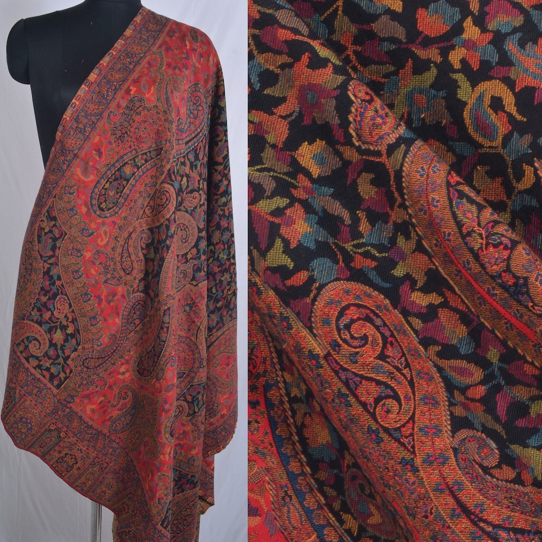 Red Traditional Kani Weave Jamavar Shawl. Kashmiri Paisley - Etsy