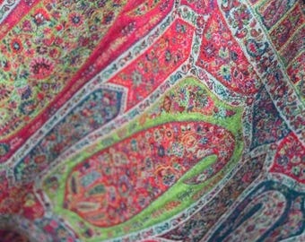 Gift to GENTS. XL Pashmina Kani Weave Shawl. Oversized woollen Wrap. Handmade Jamavar THROW Travel Wrap. Unique Paisley. 50x100in