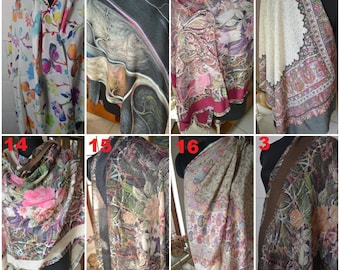 Multicolor Fine Art Print Scarf 100% Pashmina Floral Winter Shawl Soft Woman's Wrap Flower Garden Printed Headwrap