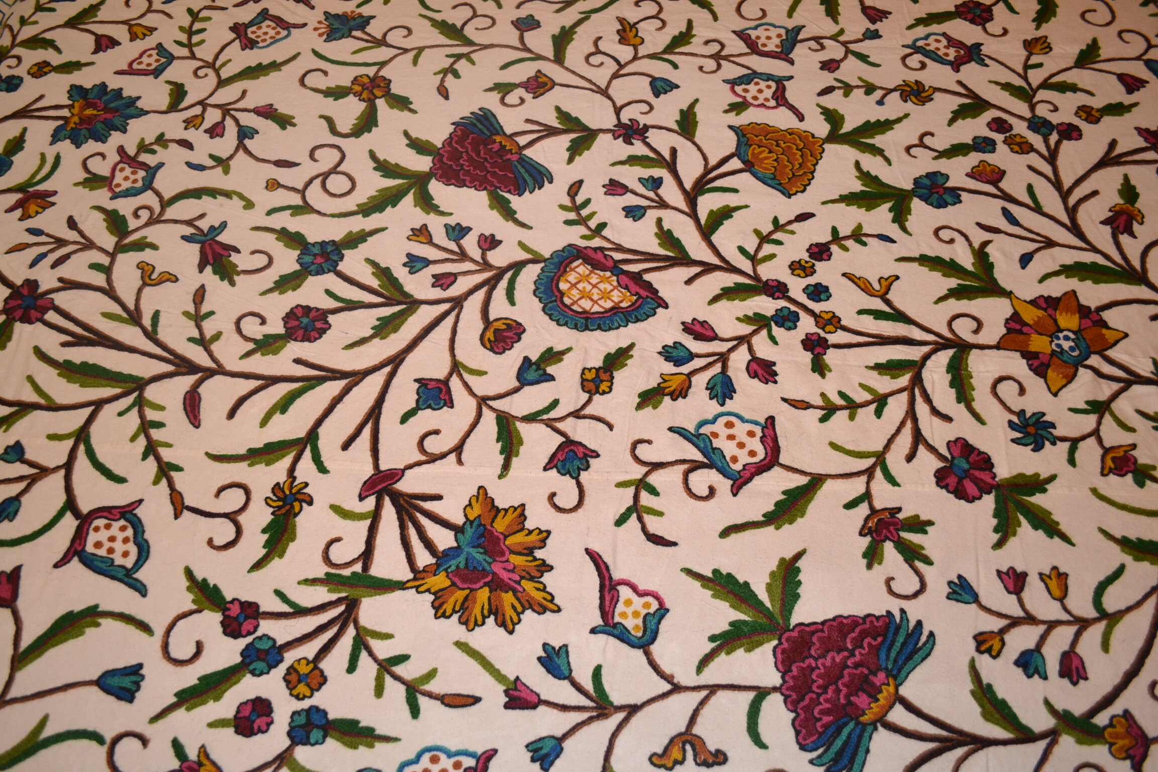 Traditional Crewel Embroidered Indian Kingsize Bedding Kashmir Etsy