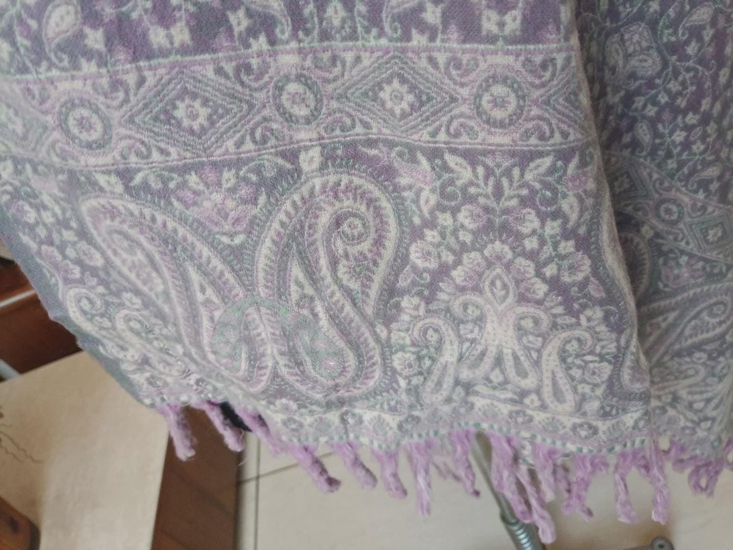 Large Faded Purple Handmade Yak Wool Shawl Double-side Paisley Scarf Blanket Travel Wrap Meditation Soft Throw Unisex Gift 100x200cm