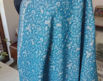 Turquoise Blue Yak Wool Handmade Designer Shawl Thick Warm Blanket Travel Wrap Meditation Soft Scarf Unisex Special Gift 100x200cm