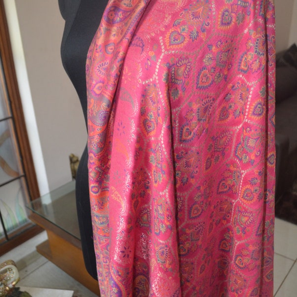 Royal Silk Pashmina Kani JAMAWAR SHAWL ~ Kashmir Jamawar Stole Silk Pashmina Floral Jamavar Wrap