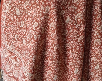Rust brown Yak Wool Handmade Reversible Paisley Scarf Thick Warm Blanket Wrap Bohemian Meditation Soft Tibetan Shawl Large 100x200cm