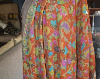 Multicolor Fine Print and Embroidery Scarf 100% Pashmina Floral Winter Shawl Soft Woman's Wrap Flower Garden Printed Headwrap