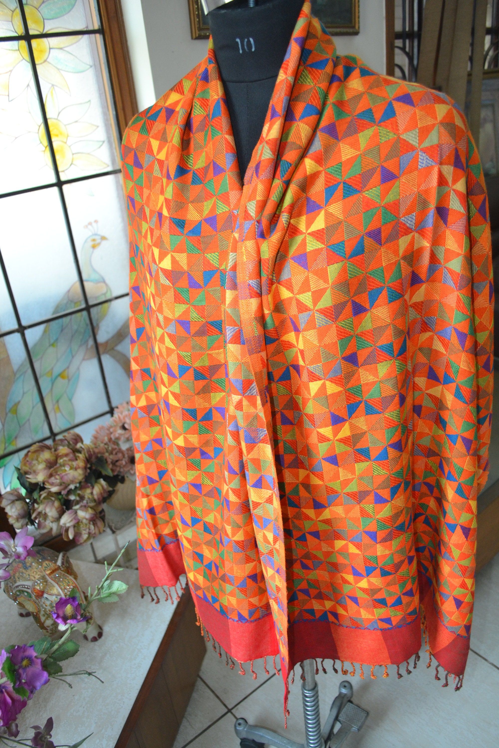Fornore Scialle Paisley Vintage Jacquard da donna - Morbido e setoso