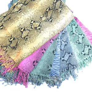 Animal Skin pattern Scarf. Silk Pashmina Reversible Soft Printed Scarves. Elegant Party Gift Ideas For Her. Women Fashion Accessory 70x200cm