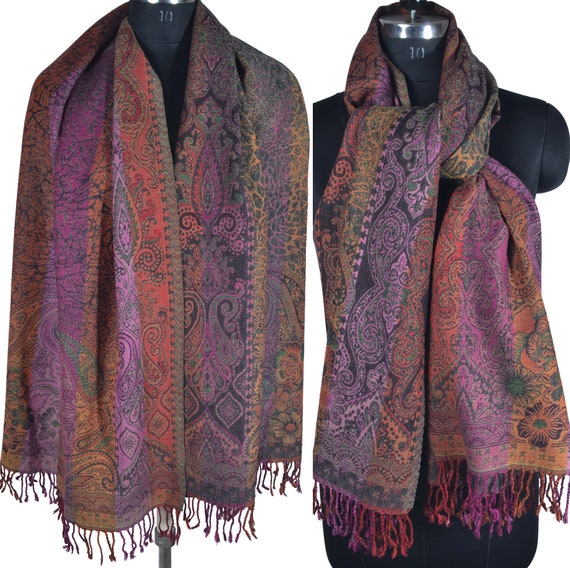 Multicoloured Jacquard Merino Wool Shawl Multicoloured Jacquard Merino Wool Shawl