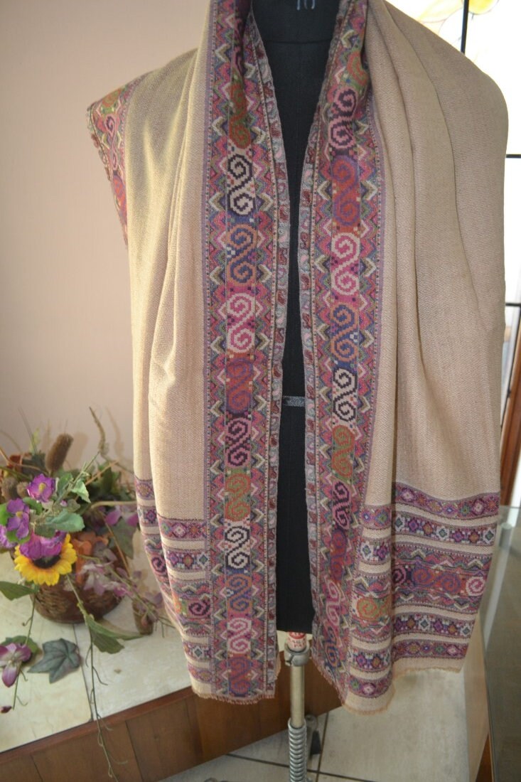 Tribal 100% Wool Pashmina ~ Kullu Valley Handloom Shawl