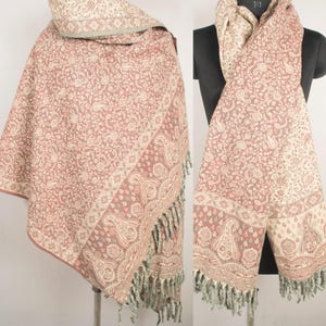 Dusty Rose Yak Wool Large Handmade Reversible Shawl Blanket Warm Travel Wrap. Soft Meditation Tibetan Throw Yoga Gifts 100x200cm