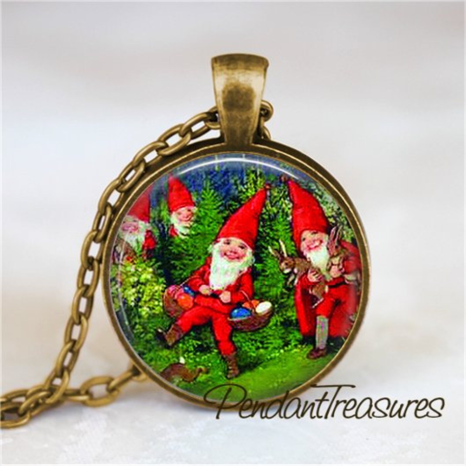 GNOME Necklace Gnome Pendant Gnome Jewelry Art Charm Garden Etsy