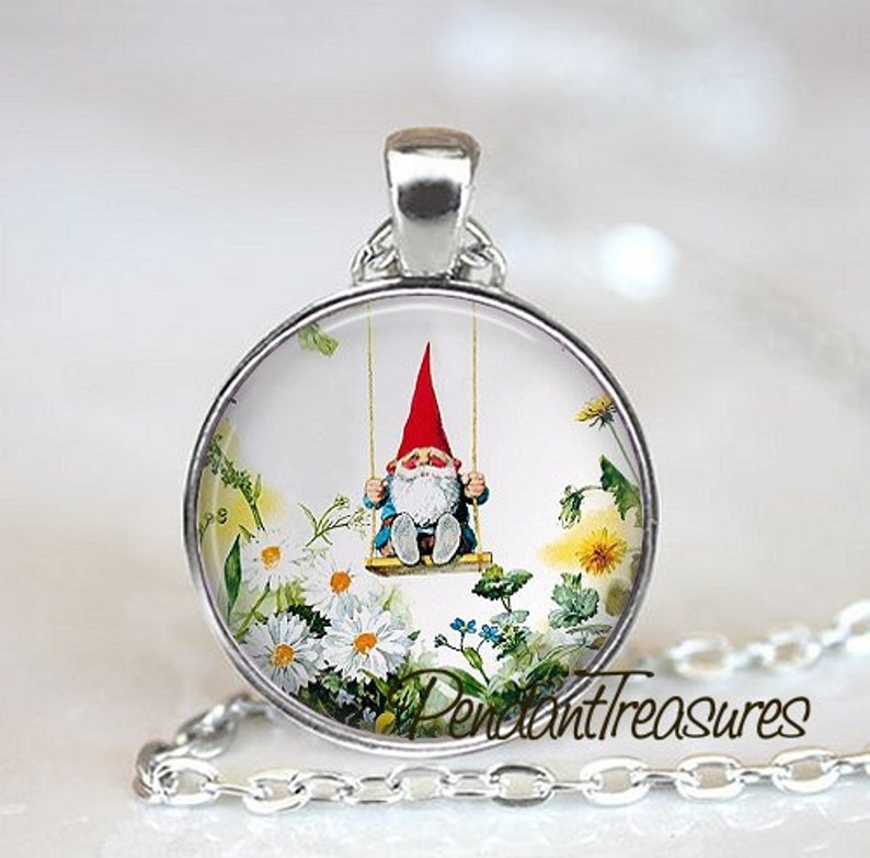 GNOME Necklace Gnome Pendant Gnome Jewelry Art Charm Garden Etsy