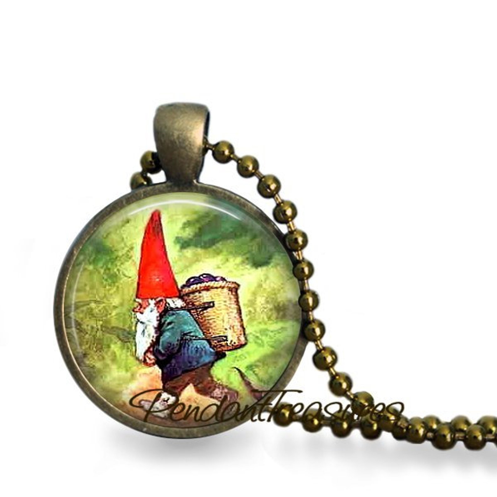 GNOME Necklace Gnome Pendant Gnome Jewelry Art Charm Garden Etsy