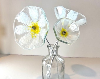 Glass daisies, posy of flowers, white flowers, gift for mum