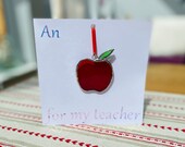 Stained Glass - Apple teacher card. Window Hanging, Home Decor, Garden Suncatcher, Stunning Gift