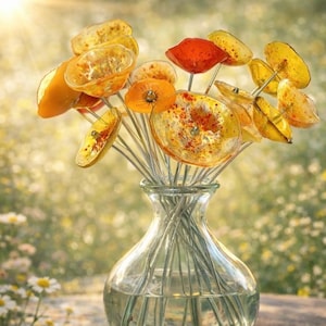 Handmade Fused Glass Flower Bouquet - US Tariffs included