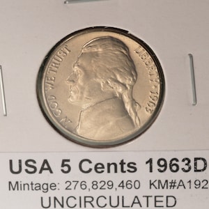 USA 5 Cents 1963D  - Uncirculated