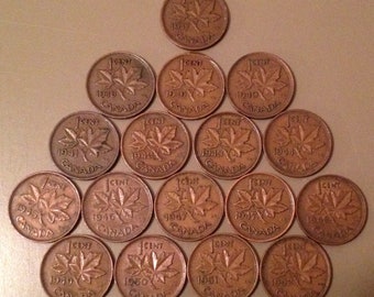 COMPLETE SET of King George VI Pennies 1937-1952 - 17 Different Dates